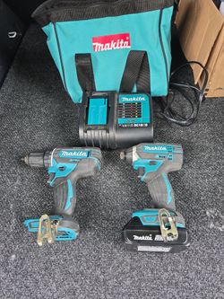 MAKITA 18V SET IMPACT DRIVER, DRILL CHARGER AND BATTERY WITH BAG LIKE NEW