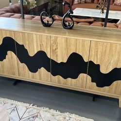 63" TV STAND BUFFET LIGHT BROWN