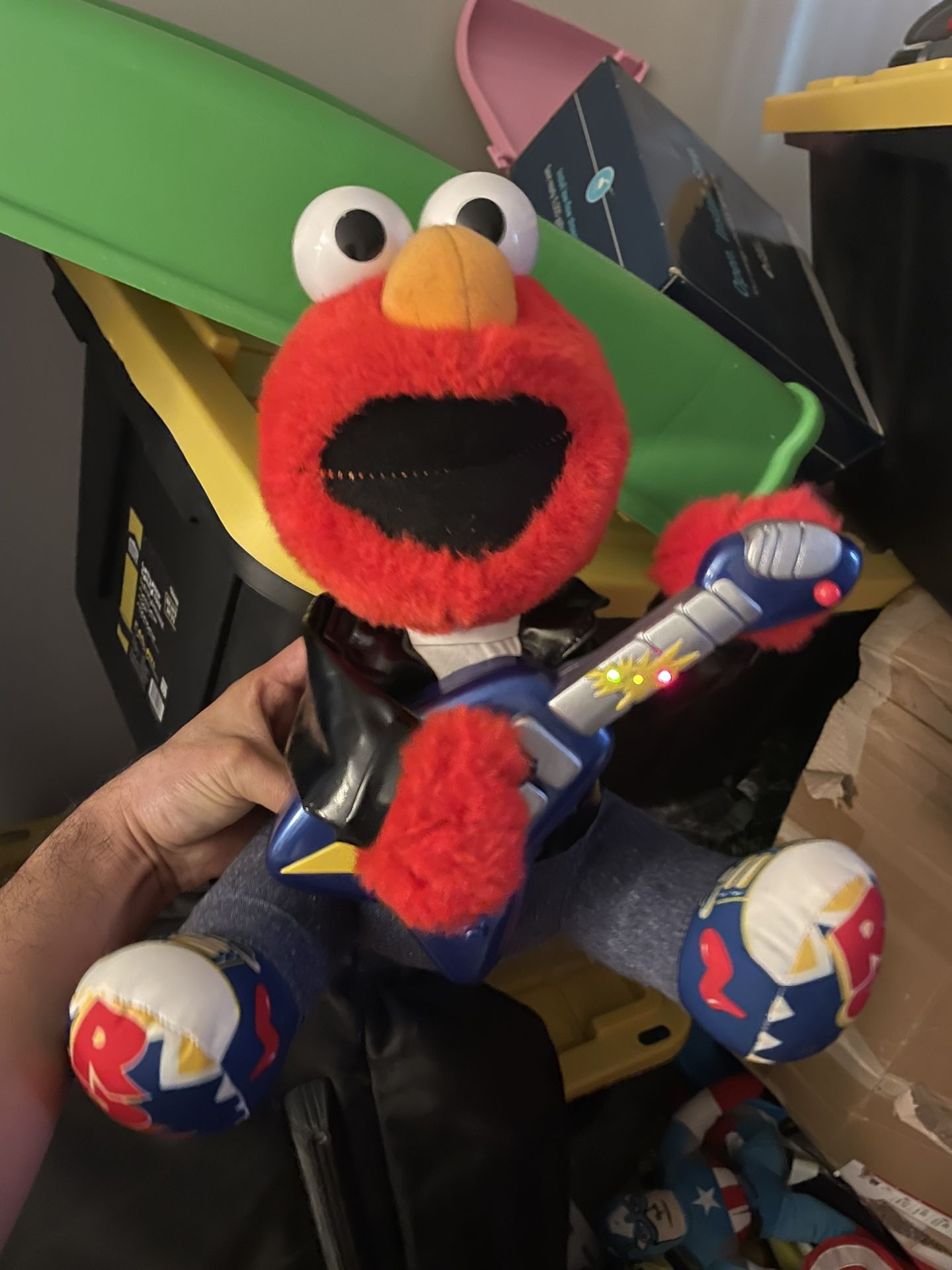 Elmo With Guitar Leather Jacket Moves And Plays