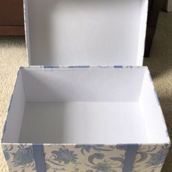 Like New, Super Cute Fabric (Paisley Blue and White Design) Covered Storage Box 
