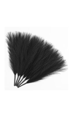 Faux Pampas Grass Decor 17.7 Inch 6pcs, Artificial Pampas Grass Fluffy Home Decor, Short Vase Room Decor pompous Grass Flower Arrangement for Boho Hom