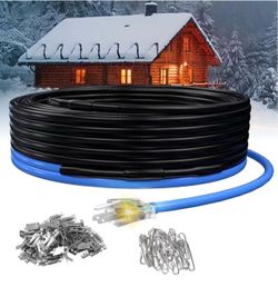 All black 60FT Roof & Gutter De-Icing Cable, 5W/ft Heat Tape