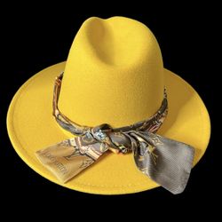 Yellow Fedora hat