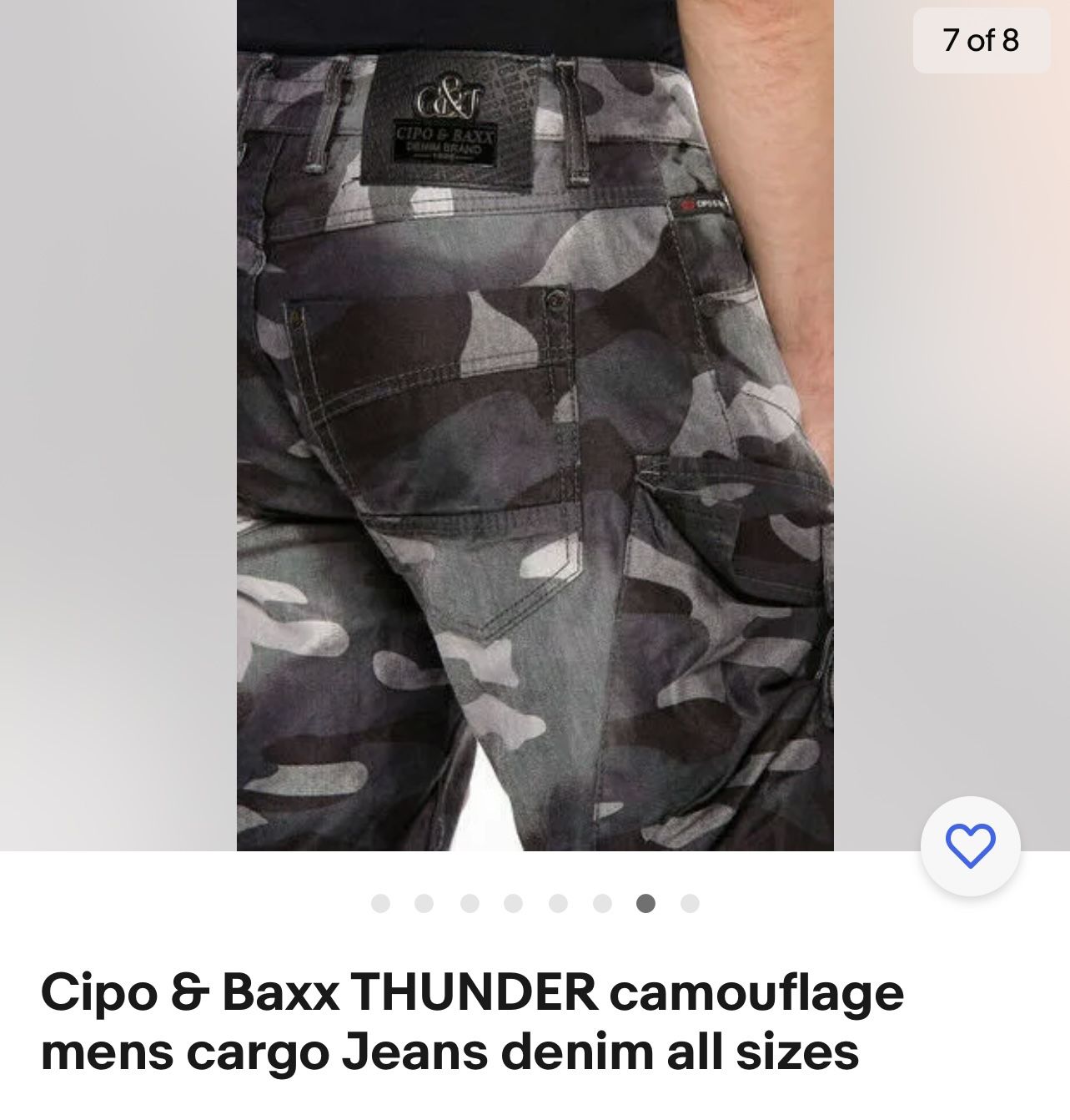 Cipo & Baxx THUNDER camouflage mens cargo Jean