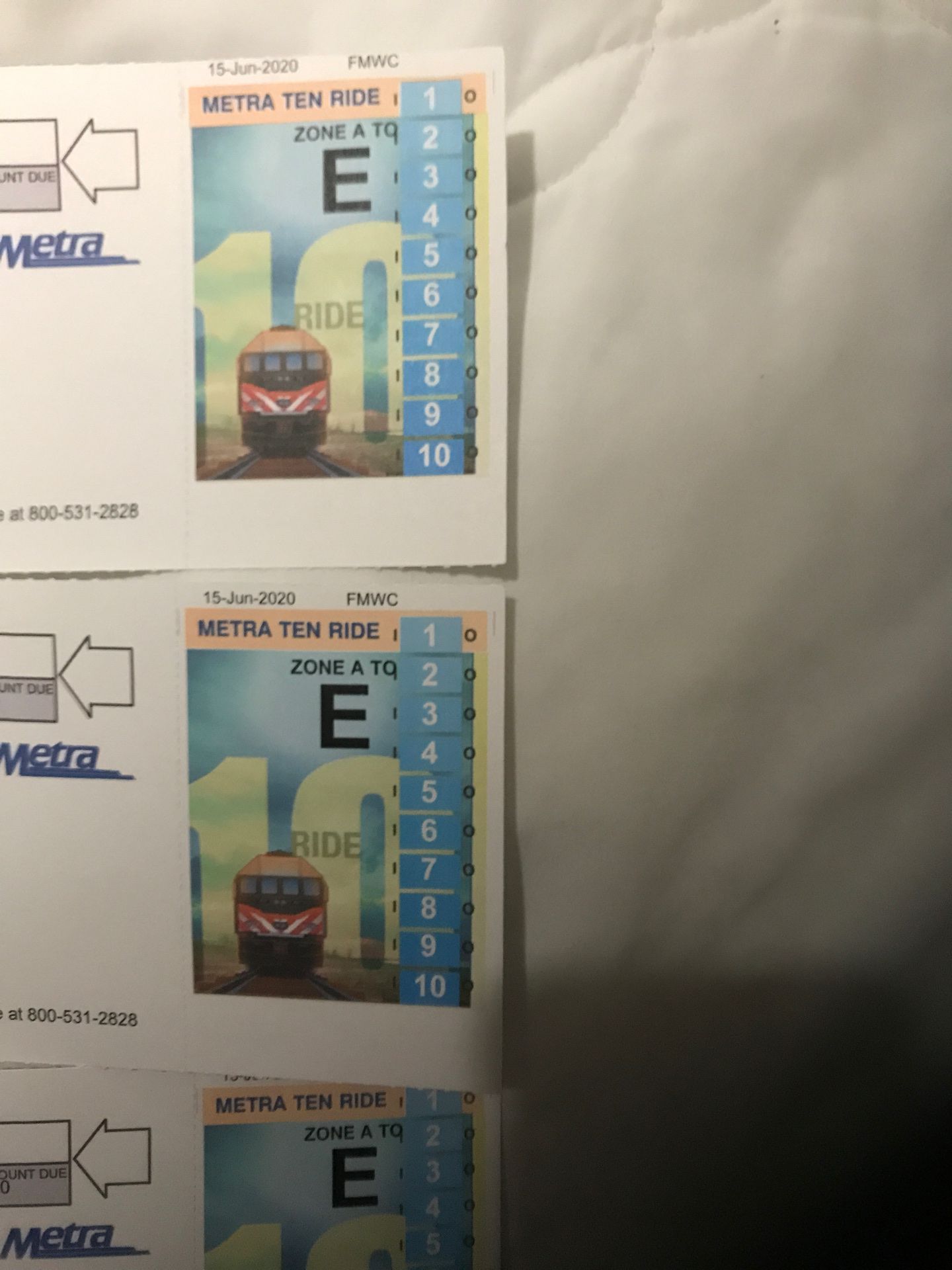 Metra 30 Ride Tickets Zones A-E