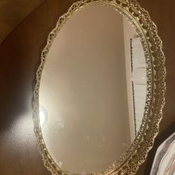 Vintage 90s Vanity Tray Gold 
