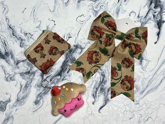 Frida cheer bow Cupcake keycharm coinbag