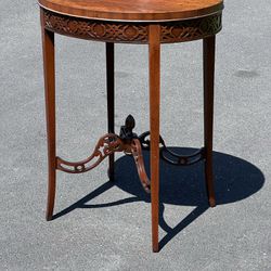 Vintage Oval Mahogany Cross Braced End Table