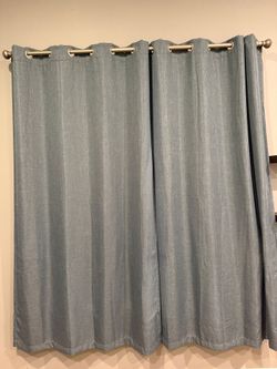 Pair of 52" x 84" Slate Blue Blackout Curtains – 2 Grommet Panels