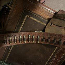 Leather Gun Holster With Bullet Holder