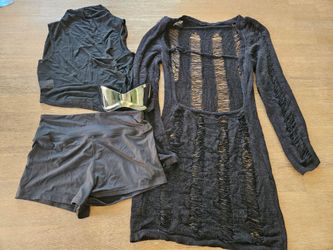 🎃 Black Distressed Knit Mini Dress
