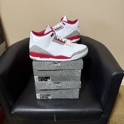 Brand new Air Jordan Cardinal 3’s sizes 12x2  with original box and proof of purchase.