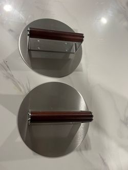 Two Extra Large Stainless Steel Burger Press, 8.5" NonStick Hamburger Smasher Tool & Grill Press, 2.5 Ibs Heavy Duty Bacon Press with Wood Handle for 