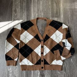 Retro checkered cardigan