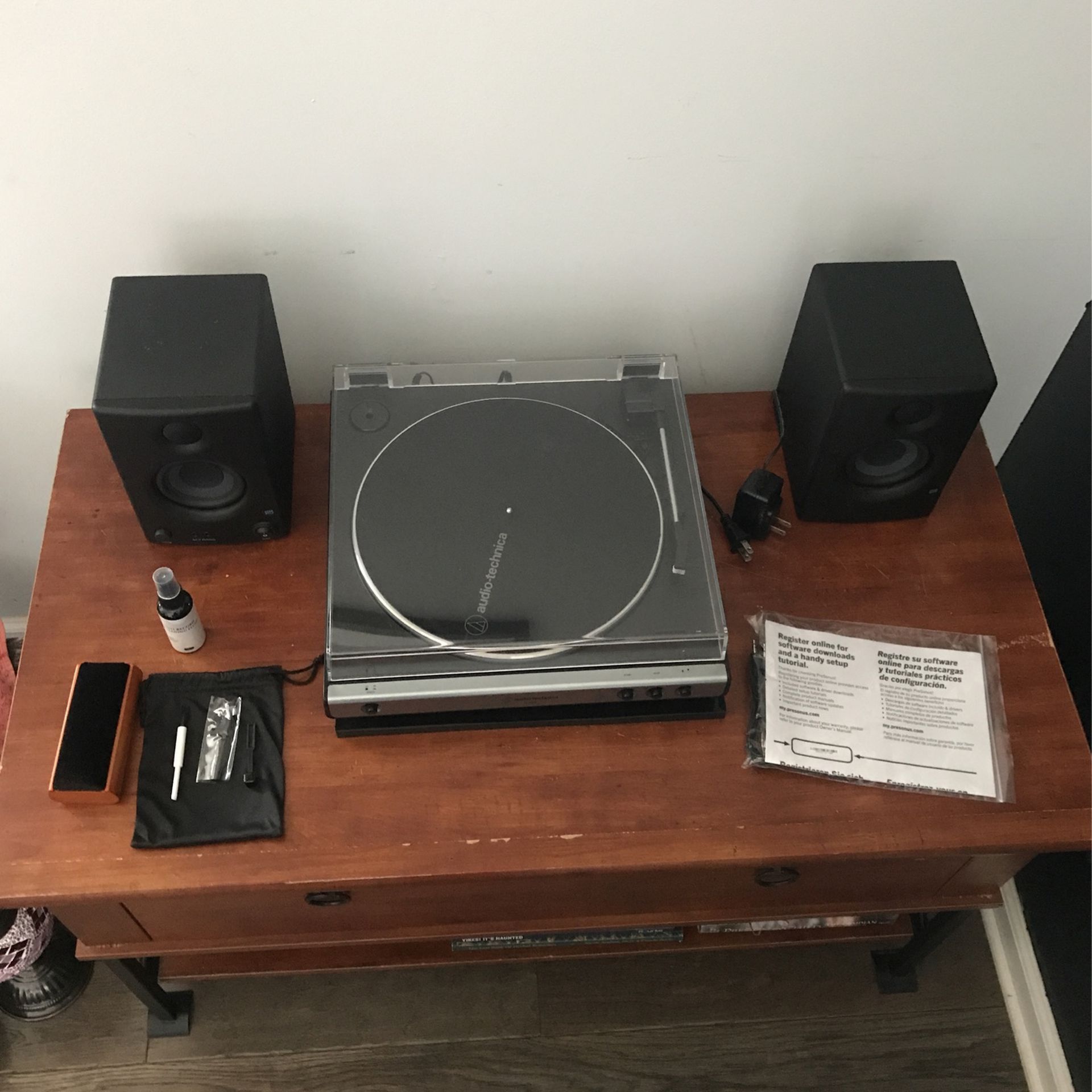 Audio Technica Vinyl Record Player with PreSonus Speakers 
