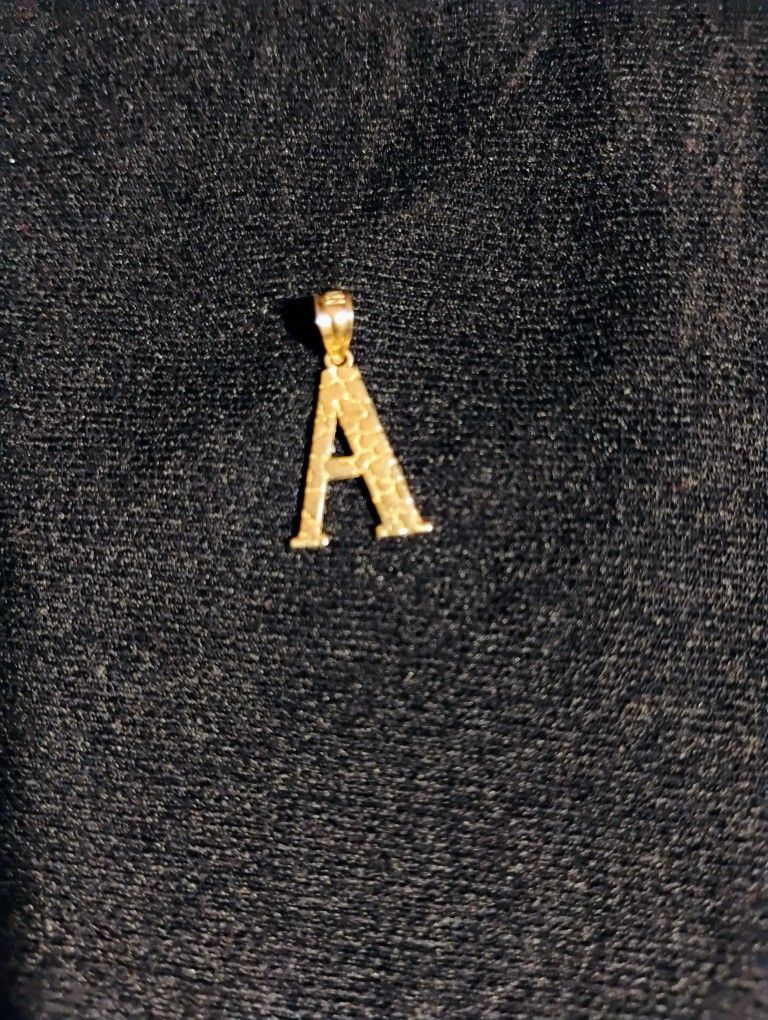 10k Gold Nugget A Initial Pendant 