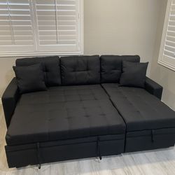  Black Sofa Pull Out Bed ‼️new In Stock ‼️