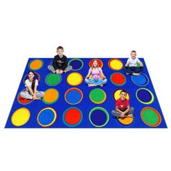 Sitting Spots Kids Classroom Rug, Washable School Learning Area Rugs, Colorful Preschool Kids Classroom Carpet Non-Slip Playroom Mat For Daycare Learn