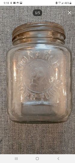 Monarch Coffee Jar Finer Foods w/lid & Figural Lion