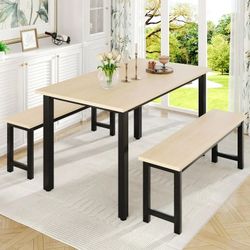 Dining Set With 2 Benches For 4 People [NEW]