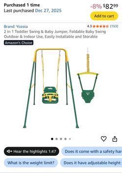 2-in-1 Toddler Swing & Baby Jumper with Stand – Jumper New!