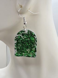 Arch Silver and Green Earrings