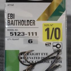 Owner Fishing Hooks - EBI Baitholder Sizes 1/0, 2/0, 6, 8
