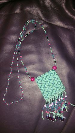 Beaded pouch necklace
