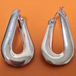 Milor Italy 925 Wavy Puffy Hoop Earrings Sterling Silver