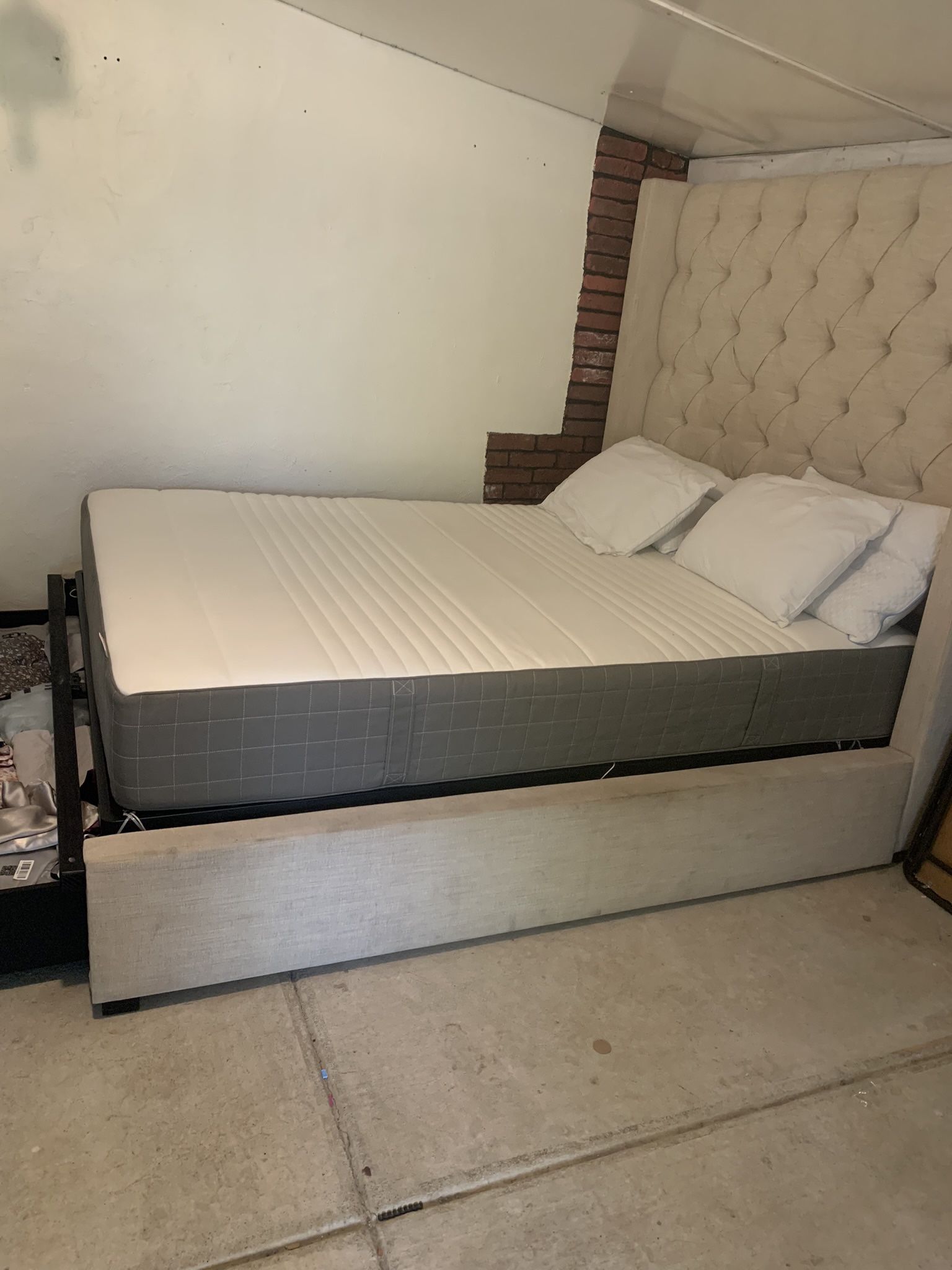 Bed Frame With Matress And Large Storage Drawer