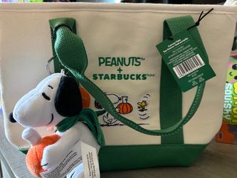 Peanuts x Starbucks Mini Canvas Tote with Snoopy Plush key chain