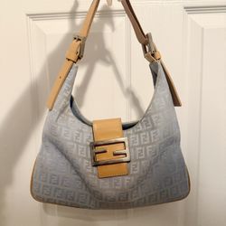 Fendi zucca blue shoulder bag