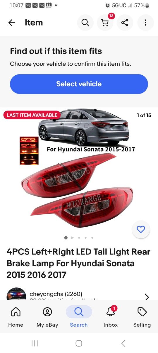 Rear Light For Hyundai Sonata 