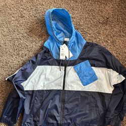 Reebok Women's Oversized Color Block Woven Hooded Jacket Size XL