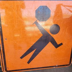  LARGE Street Metal Sign CAUTION PEDESTRIAN WALK