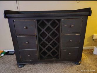 Broyhill distressed wine cabinet