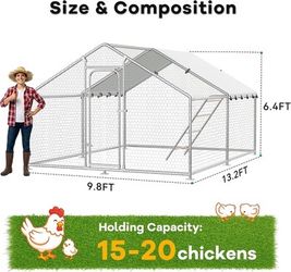 Large Metal Chicken Coop with Roosting Perch, Waterproof and Uv-Resistant Cover, Large Metal Chicken Coop with Roosting Perch, Waterproof and Uv-Resis