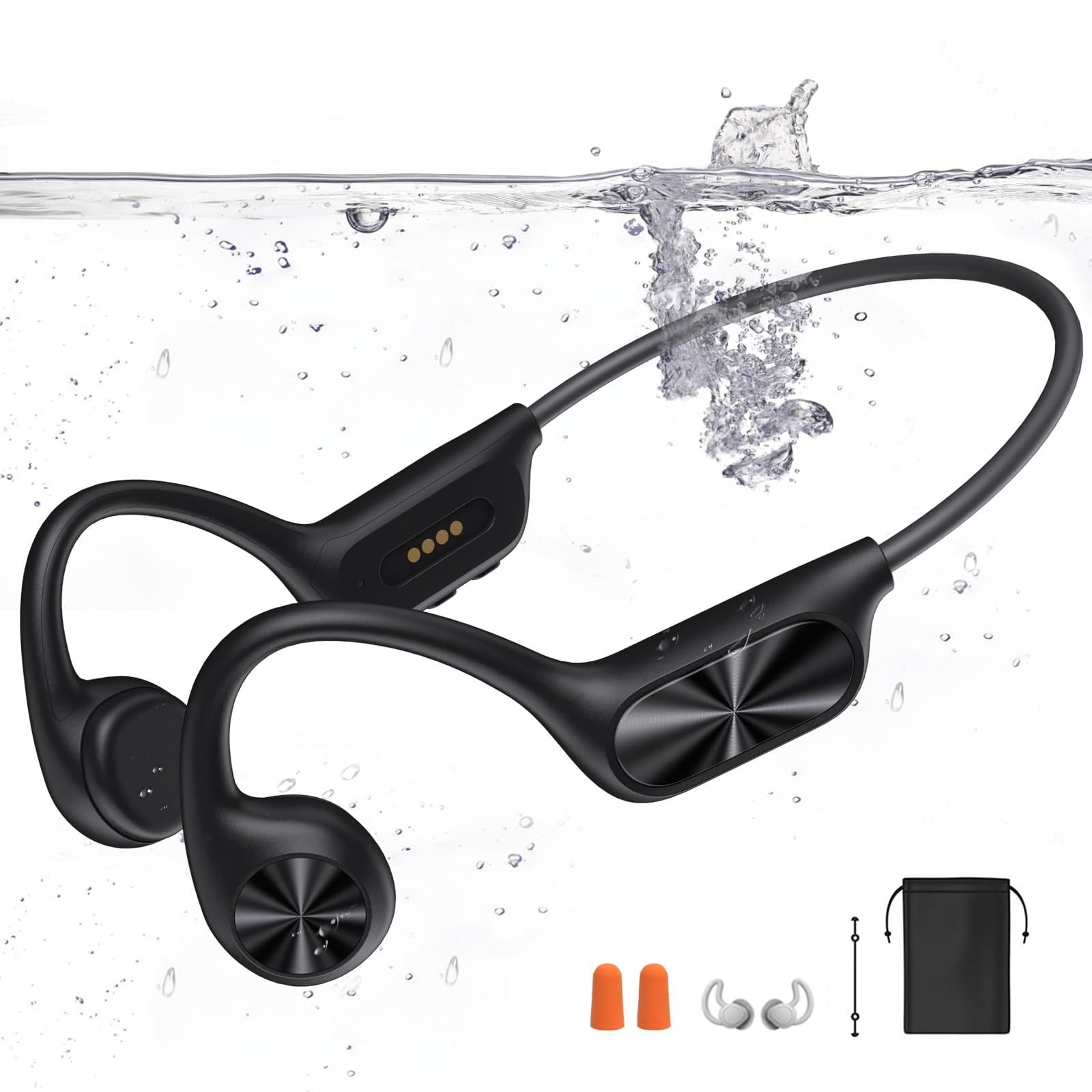Dnniakm Swimming Headphones,Bone Conduction Headphones Bluetooth 5.4,IPX8 Waterproof,32G Memory Sports Headphones,Underwater Headphones With MP3-Playe