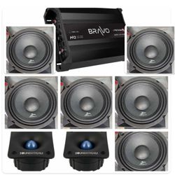 6 Midrange Speakers And 4 Channel Amp