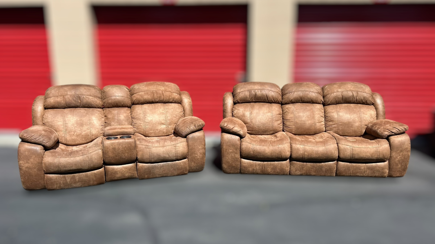 Free Delivery Flexsteel brown recliner couch/sofa and loveseat set
