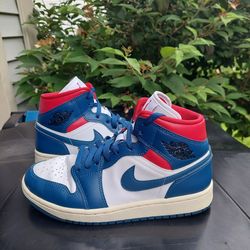 Nike Air Jordan 1 Mid Womens 7.5 White/Gym Red/Sail/French Blue
