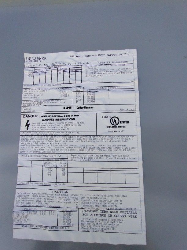 Cutler -Hammer General Duty Safety Switch 