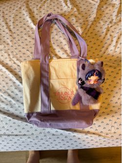 Purple Trader Joe’s Tote Bag w/ Twilight Sparkle Skull Panda Charm