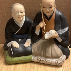 Rare Vintage Hakata Urasaki Doll Old And Woman Sitting And Writing