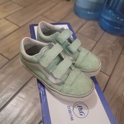 Green Velcro Vans Size 1 Youth