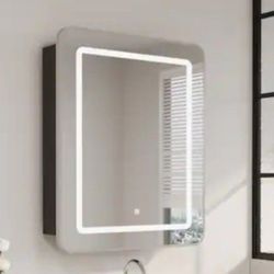 Homeibro 20 in. W x 30 in. H Bright Rectangular Silver Wall Mount LED Lighted Medicine Cabinet with Mirror