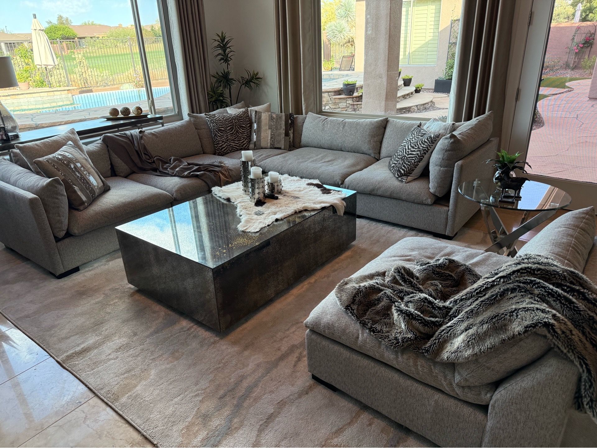 Designer down filled sofa and chair section