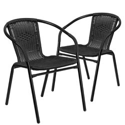 Two Black Rattan Patio Chairs - New In Box