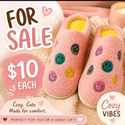 Cozy Smiley Face Slippers NEW