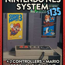 🎮 Original Nintendo NES Bundle - 2 Controllers + Super Mario Bros 1/3 + Duck Hunt 🔥
